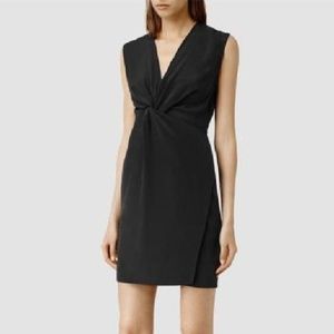 Balck All-saints-salma -dress-100% Silk-new US- 6